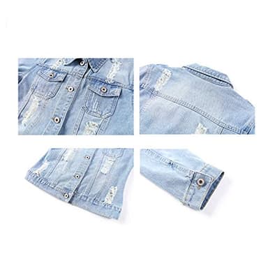 Hixiaohe Women Autumn 3/4 Sleeve Retro Short Denim Jackets Light Blue Jean Coats (03 Light Blue, XL) - Image 5