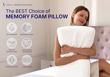 Vaverto Queen Size Gel Memory Foam Pillow - Ventilated, Orthopedic, Bed Pillow, Cooling, with Viscose Made from Bamboo Cover - Essential for College Dorms - Image 2