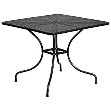 Flash Furniture Oia 5-Piece Commercial Grade Steel Patio Table and Chairs Set, Outdoor Dining Set with Square Table and 4 Round Back Chairs, Black - Image 9