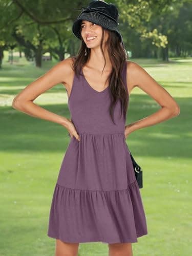 ANRABESS Womens Summer Casual Tank Dress Sleeveless V Neck T Shirt Sundress Flowy Tiered Swing Mini Beach Vacation Dresses Purple XX-Large - Image 10