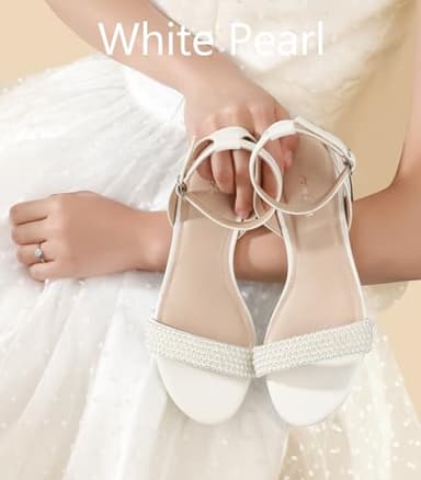 Ankis Nude White Black Women Sandals Gold Silver Comfortable Strappy Open Toe Sandals for Women Dressy Summer 1 Inch Low Block Clear Pink Taupe Heel Flat Adjustable Ankle Strap Wide Available Shoes - Image 3