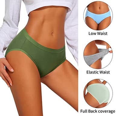 Eiggam Womens Bikini Panties, High-Cut Full Coverage Hip Lift Cotton Fiber Cool Underwear for Women - 10 Pack, L - Image 4