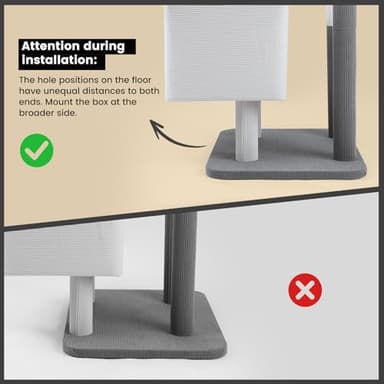 Gardner Pet 65in Heavy Duty Cat Tree Tower for Large Cats, Multi-Level Cat Furniture with Replaceable Sisal Scratching Post, Hammock | Extra-Large Platform & Condo (Grey) - Image 5