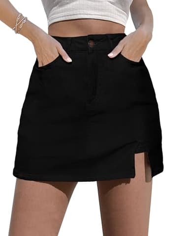 luvamia Denim Skirt Women True Black Skort for Women Plus Size Shorts for Women High Waisted Shorts Women Summer Shorts for Women 2025 Jean Shorts True Black Size X-Large US Size 16 to Size 18 - Image 1