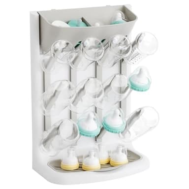 Yieach Larger Vertical Baby Bottle Drying Rack - BPA Free - Space Saving Feeding Bottles Drying Rack Holder for Countertop,Baby Bottle Holder Storage Station for Pacifiers,Pump Accessories Stand,Grey - Image 9