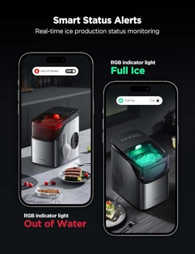 GoveeLife Smart Ice Maker Countertop, Portable Ice Machine with Voice Control, 9 Ice Cubes in 6 Minutes 3 Sizes, 26lbs/24Hrs, Self Cleaning RGB Lights, Quiet Ice Maker with Scoop for Kitchen Silver - Image 7