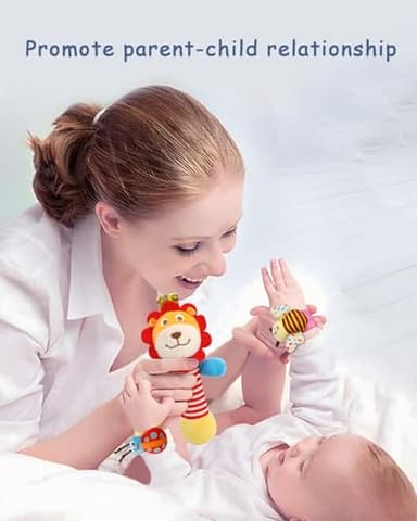 Wrist Rattles Foot Finder Rattle Toy for 0-6 Months Baby, Feet Leg Ankle Socks Arm Hand Bracelet Shaker for 6-12 Months Infant boy & Girl, Gift Set for 0-3 Years Newborn Babies (5 pcs-F) - Image 11