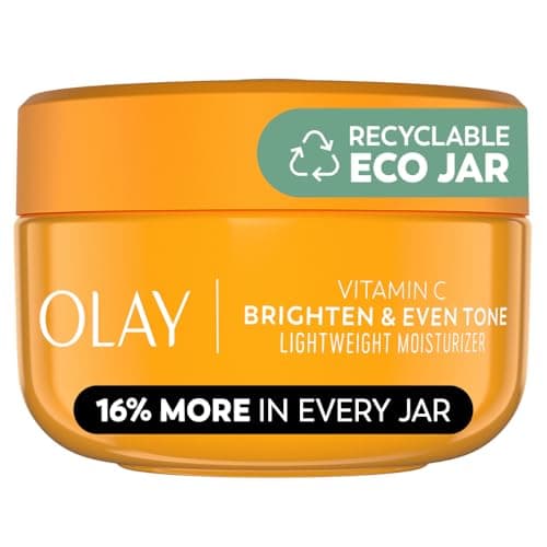 Olay Vitamin C Face Moisturizer, Bright & Even Lightweight Cream for Women - Brightens, Hyrdates, Evens Tone & Texture, Glowing Skin Care - Recyclable Sustainable Eco Jar, Non-Greasy, 2 Oz - Image 1