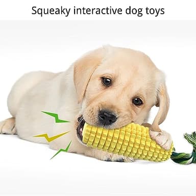Dog Chew Toys for Aggressive Chewers,Corn Interactive Squeaky Dog Toys for Puppy Medium Breed,Tough Rubber Dental Chew Dog Toys - Image 6