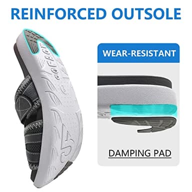 COFACE Mens Sport Recovery Sandals Plantar Fasciitis Soft Cushion Lightweight Orthotic Slides for Men Grey Size 11 - Image 6