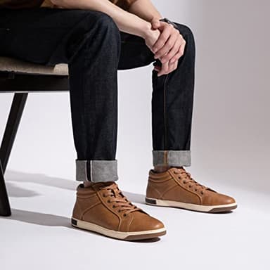 Jousen Men's Fashion Sneakers High Top Dress Sneakers Causal Shoes for Men (A81Q09 Yellow Brown 10.5) - Image 7