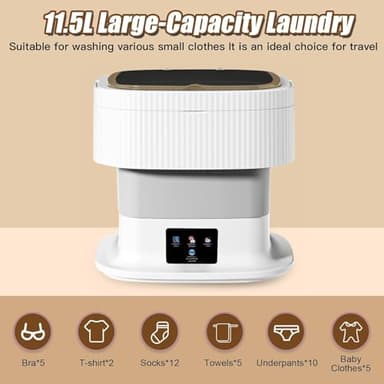 Portable Washing Machine, 11.5L Capacity Laundry Mini Washing Machine with 3 Wash Mode, Portable Washer Machine with Compact Design for Apartments, Travel, Dorms & Small Spaces - Image 4