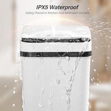 FRESHLIX Bathroom Automatic Trash Can, 4 Gallon Touchless Motion Sensor Small Garbage Can with Lid Smart Electric Narrow Waterproof Garbage Bin for Bedroom Office Halloween Decoration, White - Image 6