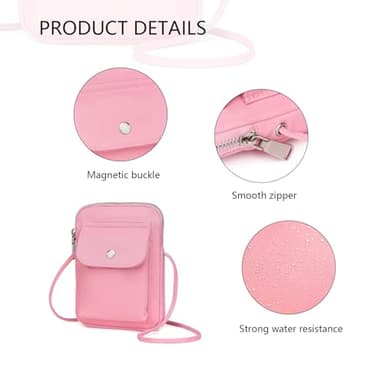 YONBEN nylon Crossbody Lanyard Mobile Phone Bag Stylish Accessory With Adjustable Strap (Nylon/Pink) - Image 5