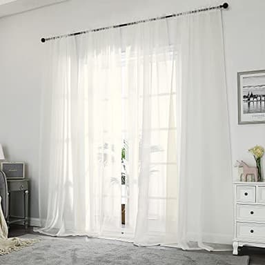 Chyhomenyc Ivory Sheer Curtains 84 Inches Long 2 Panels Set, Light Filtering Cream Voile Window Drapes for Bedroom Living Room, 42Wx84L Inch, Ivory, Set of 2 - Image 2
