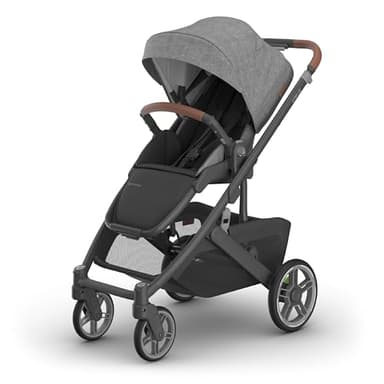 UPPAbaby Cruz V3 Stroller - from Birth + Car Seat Compatible - Full-Size, Reversible Seat - Infant Insert, Bug and Rain Shields Included - Greyson (Charcoal Mélange/Carbon Frame/Saddle Leather) - Image 1