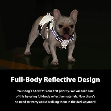 Huntboo Escape Proof Dog Harness, Escape Artist Harness, Reflective Dog Harness with Handle, Durable,Adjustable Vest for Small Medium Large Dogs Walking, Training, and Running Gear(Technicolor Blue,M) - Image 3