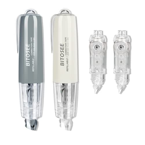 BITOSEE Refillable Retractable Quick Dry White Correction Tape,Mini Small Aesthetic Cute Correction Tape, with Easy to Use Kawaii Pen Shaped Applicator,for School Office Supplies
