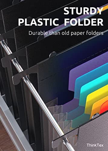 ThinkTex Plastic Expanding Hanging File Folders, 7 Innovative 1.2" Accordian Pockets, Large Capacity, Multi-Color Tabs, Letter Size for Filing Cabinet - 3 Packs - Image 3