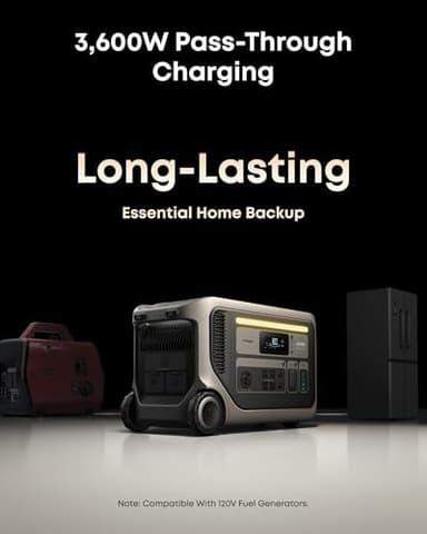 Anker SOLIX F3000 Portable Power Station and 400W Solar Panel, 3,072Wh, 6,000W Recharging, Solar Generator for Home Use, Expandable to 24kWh, For Outages, Camping, RVs, and Emergencies - Image 3