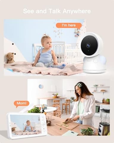 ARENTI Baby Monitor with 2 Cameras, 2K/3MP WiFi 6 Camera and Audio, 5-inch Wireless Screen, Smartphone App, Super Night Vision, Crying Detection, Auto Tracking, Temp&Humidity Sensor (D3 Set) - Image 6