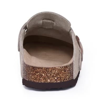 Asgard Women's Suede Clogs Leather Mules Arch Support Potato Shoes with Comfort Cork Footbed Grey 39 (Size 7.5-8) - Image 5