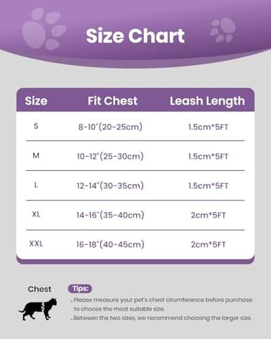 FAYOGOO Cat Harness, Cat Leash and Harness Set for Walking Escape Proof, Harness for Small Cats/Small Dogs, Large Kitten/Puppy Harness and Leash, Harness for Cats S-XXL(Modern Violet, Large) - Image 6