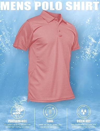 MAGCOMSEN Polo Shirts for Men T Shirts Golf Shirts Pique Short Sleeve Combat Shirt Tactical Shirt Grey Pink XXL - Image 6