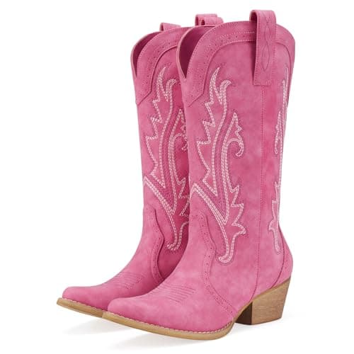 HISEA Rollda Cowboy Boots for Women, Cowgirl Boots, Comfortable Western Boots with Pointed Toe Stitched Embroidery for Country Concert Dancing Wedding Traveling Daily Outfits - Image 1