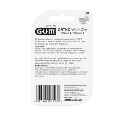 GUM Orthodontic Wax for Braces and Dental Devices - Soothing Dental Wax with Vitamin E and Aloe Vera - Clear Color - Unflavored (Pack of 1) - Image 3