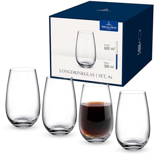 Villeroy & Boch Entrée Glass Tumbler Set of 4, Crystal Glass - Dishwasher Safe Construction - 20.75 Ounce Capacity - Image 1