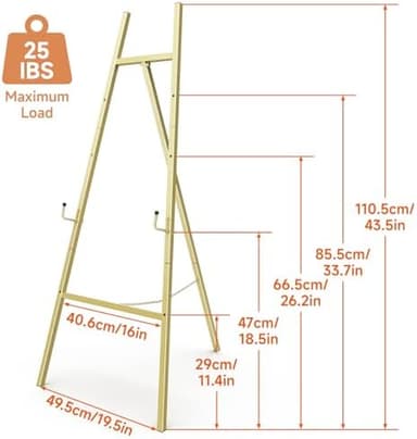 Gold Easel Stand for Sign, Heavy Duty Metal Display Easel with Adjustable Chain, 4-Tier Height Art Easel for Painting, Wedding Sign, Posters & Commercial Display - Image 7