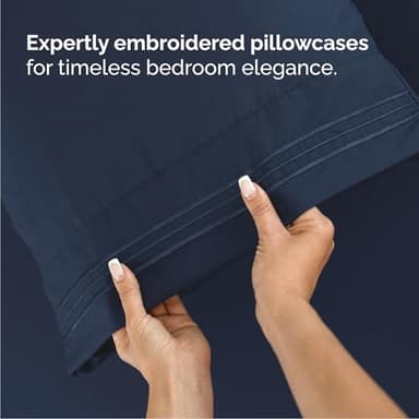 Cal King Size 4 Piece Sheet Set - Comfy Breathable & Cooling Bed Sheets Set - Hotel Luxury Bedding for Women, Men, Kids, Teens, Boys & Girls - Deep Pockets, Soft, Wrinkle Free - Oeko-Tex - Navy Blue - Image 6