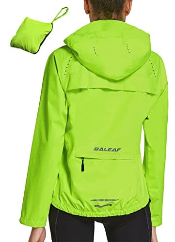 baleaf Women's Rain Jackets Running Waterproof Windbreaker Windproof Lightweight Cycling Jacket Reflective Packable Hooded Yellow XL - Image 1