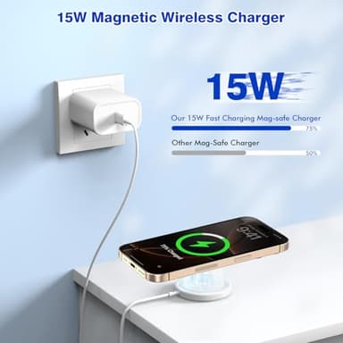 [Apple MFi Certified]Magnetic Wireless Charger Apple Mag Safe Charger,15W 6FT Fast Wireless Charging Pad for Apple iPhone 16 Pro Max/16 Pro/16 Plus/15 Pro Max/14/13/12/AirPods3/2/Pro/Pro2,Charging Pad - Image 2