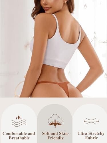 linccure Seamless G-string Thongs for Women - No Show Thong Underwear Stretch Breathable Low Rise Panties 8 Pack (US, Alpha, Small, Regular, Regular, A-8 Pack 8 Colors) - Image 2