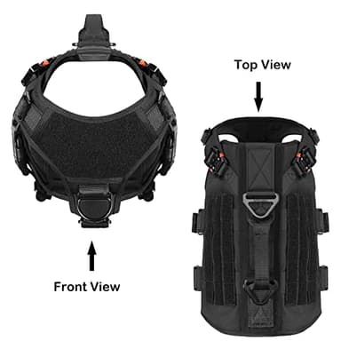 ICEFANG GN3 Tactical Dog Harness with 6X Buckle,Dog Molle Vest with Handle,3/4 Body Coverage,Hook and Loop Panel for ID Patch,No Pulling Front Clip (M (25"-31" Girth), Black) - Image 3
