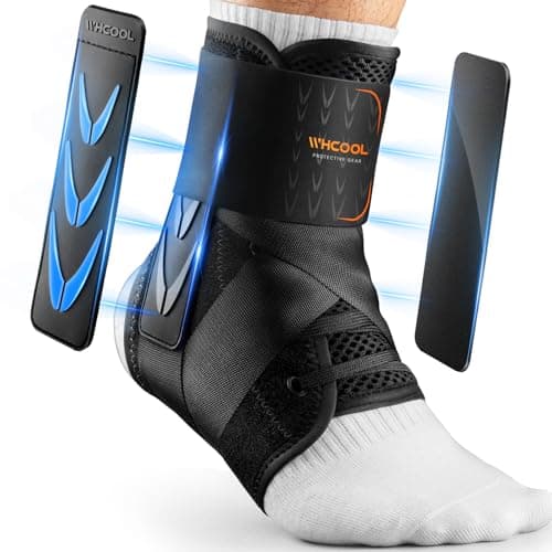 WHCOOL Slim-Fit Ankle Brace for Sprained Ankle, Quick Lace Up Ankle Support for Women Men With 2 Auto-Shaped Pads, Air Fabric Cool Ankle Stabilizer for Injury Recover, Running,Sports, M(12”-13”) - Image 1