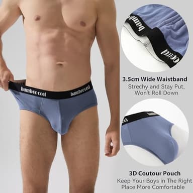 BAMBOO COOL Men's Underwear Briefs Soft Breathable Briefs Underwear Contour Pouch No Fly Men's Briefs - Image 3