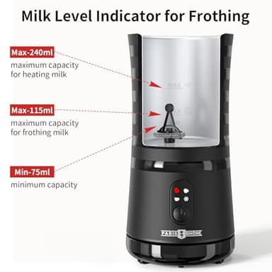 Paris Rhône Milk Frother, 4-in-1 Milk Steamer and Frother, Hot & Cold Foam Milk Warmer with Temperature Control, Auto Shut-Off Frothers for Coffee, Latte, Cappuccino, Macchiato - Image 7