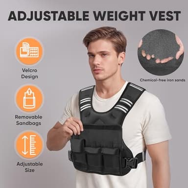 APEXUP Adjustable Weighted Vest, 4-10lb/12-18lb/20-32lb Vest with 6 Ironsand Weights and Large Pocket, Weight Vest for Men Women Strength Training, Running, Walking (12-18lb, Black) - Image 3