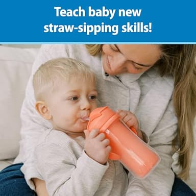 Dr. Brown's Milestones Insulated Sippy Cup with Straw and Handles, Spill-Proof Tumbler with Lid, 2-Pack, Pink, 10 oz/300 mL, BPA Free, 12m+ - Image 2