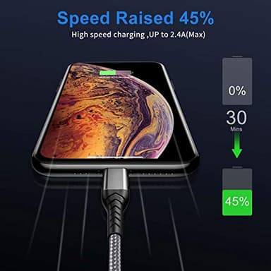 Durcord iPhone Charger, [MFi Certified] 3Pack 10FT USB A Cable for Long Lightning Charger Cable, Fast iPhone Charging Cord for iPhone Xs Max/XS/XR/X/8/7/6S/6/Plus/SE/iPad(Silver) - Image 3