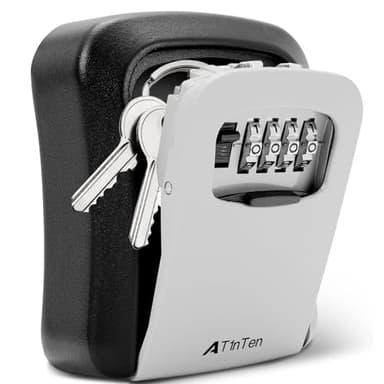 Key Lock Box Wall Mounted, 4 Digit Combination Lockbox for Outside House Keys,Key Safe Security Storage Lock Box 5 Keys Large Capacity with Resettable Code for Indoor Outdoor (Dark Grey) - Image 1
