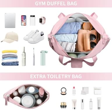 ETRONIK Gym Bag for Women, Personal Item Travel Bag with Shoes Compartment, Weekender Overnight Duffel Bag with Wet Pocket & USB Charging Port, Carry On Bag for Women, Travel, Gym, Weekend - Image 4