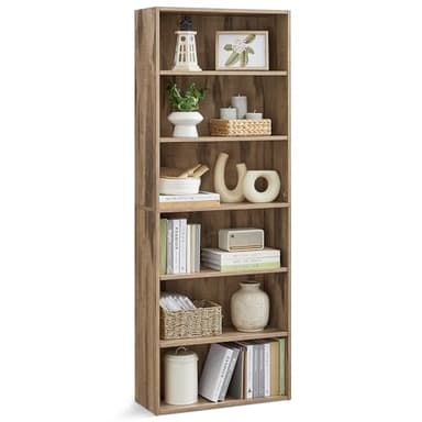 VASAGLE Custos Collection - Bookshelf, 6-Tier Bookcase, Book Shelf, Open Storage Shelf, 9.4 x 23.6 x 63.3 Inches, for Living Room, Home Office, Dinning Room, Camel Brown ULBC166T50 - Image 1