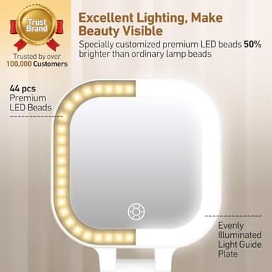 GOMIPURU Travel Mirror with Light, 1x/30x Magnifying Mirror with 3 Color Lights and Adjustable Brightness, 4.5x3.9 inch Small Compact Hangable Hand Pocket 3 Way Mirrors, Comes with Tweezer - Image 6