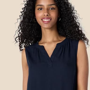 Amazon Essentials Women's Sleeveless Woven Shift Dress, Navy, Large - Image 4