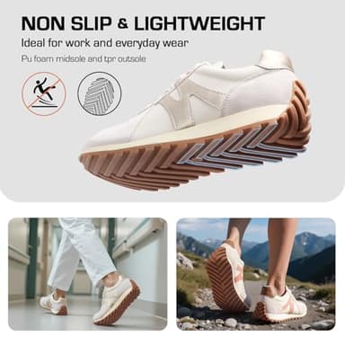 somiliss Wide Toe Box Shoes for Women Microfiber Leather Suede Patchwork Non-Slip Casual Walking Shoes Comfortable Gym Tennis Running Shoes Workout Womens Fashion Sneakers Beige - Image 3
