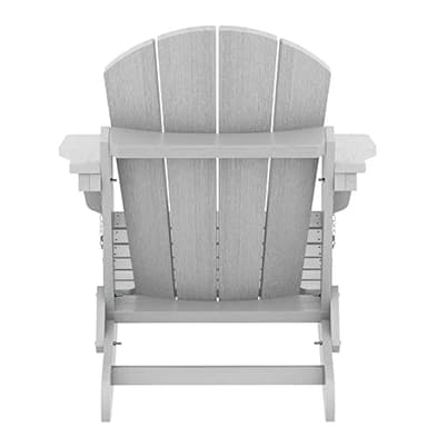 SERWALL Foldable Adirondack Chair Set of 2 for Patio Garden Outdoors Fire Pit-Space Grey - Image 9